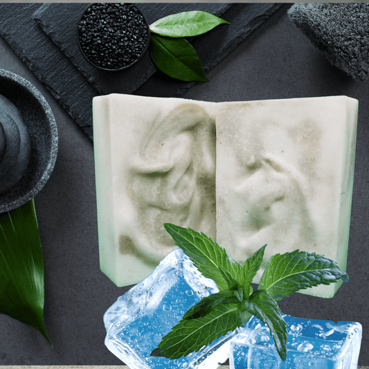 green and white soap bars with mint and ice